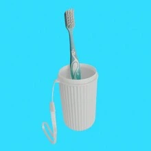 1 Set (Pink, White, Green) Mouthwash Cup, Toothbrush Holder Cup, Portable Travel & Home/Dorm Use Rinse Cup Back To School - White - View 3