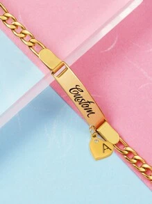 Customized Stainless Steel 18k Gold Plated Name Letter Heart Pendant Bracelet, Personalized Gift For Friends & Family Back To School Winter Gift Ideas Boy Girl Valentine's Day,Multi-Functional,Ornamental,Letter,Engraved,Tidy,Colorful,Cute,Kawaii,Adorable,Casual,Custom,Personalised,Unique,Customized,Baby Gifts,Ideal Gifts For Him,Ideal Gifts For Her,Son,Daughter,For Children's Day,Living Room