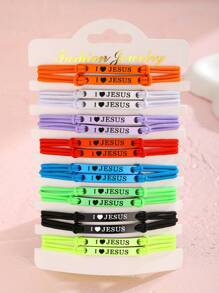 2 stuks/set mode gepersonaliseerde "I Love Jesus" brief ontwerp elastische armband kinderen bescherming bidden vriendschapsarmbanden inspirerende christelijke sieraden voor familie vrienden jongens meisjes