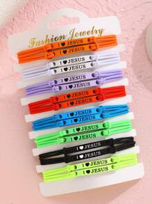 2 stuks/set mode gepersonaliseerde "I Love Jesus" brief ontwerp elastische armband kinderen bescherming bidden vriendschapsarmbanden inspirerende christelijke sieraden voor familie vrienden jongens meisjes