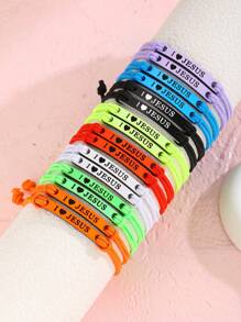 2 stuks/set mode gepersonaliseerde "I Love Jesus" brief ontwerp elastische armband kinderen bescherming bidden vriendschapsarmbanden inspirerende christelijke sieraden voor familie vrienden jongens meisjes