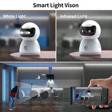 JOOAN Caméra de  intérieure HD 3 MP WiFi 5G/2,4G pour bébé/animal de compagnie/nourrice/personne âgée, stockage sur le cloud et carte SD 32/64 Go, vision nocturne couleur, projecteur, audio bidirectionnel, alarme sirène, détection de mouvement AI, un cadeau indispensable pour le printemps et l'été