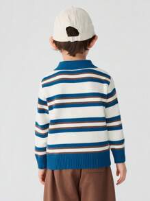 Balabala Kleine Jungen Und Mädchen gestreifter Polopullover, lockere Passform, Herbst/Winter-Outfit