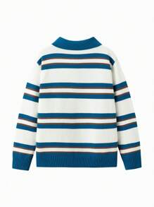 Balabala Kleine Jungen Und Mädchen gestreifter Polopullover, lockere Passform, Herbst/Winter-Outfit