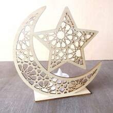 1pc Wooden Star/Moon Lantern Crafts, Wooden Craft Desktop Decor Home Accessory Gift (Candle Not Included) Festival Decoration Birthday Gifts Graduation E-I-D
