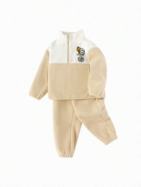 Balabala Young Boys' Set, Fleece College Style Two-Piece Set, New In Autumn/Winter 2024