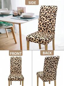 1/4/6قطع أغطية كرسي بتصميم نمر مرقط، قابلة للإزالة والغسيل، غطاء وسادة مرنة للكرسي في غرفة المعيشة والفندق وأثاث غرفة الطعام
