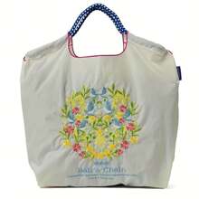 Nueva bolsa plegable de gran capacidad de nailon con patrón bordado de flores y caballos, de moda y casual - Multicolor - Ver 5