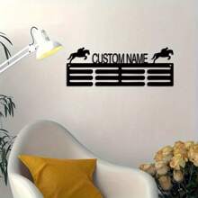 Customized Name Medal Holder - Personalized Racing Trophy Display Rack, Metal Wall Art Decor For Home And Office - Black - View 5