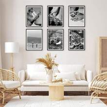 Juego de pósteres de arte de pared de moda, 1/3/6 unidades, en blanco y negro, glamorosos, de lujo y modernos con bola de espejos de champán, decoración de pared de lienzo para sala de estar y dormitorio (sin marco)