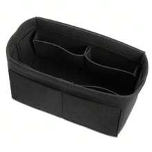 Felt Purse Insert Organizer Portable Cosmetic Bag Fit For Speedy Travel Essentials - Black - View 2