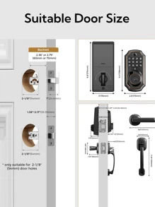 Arpha Keyless Entry Door Lock Deadbolt With Handle Set, 5 In 1 Smart WiFi Door Lock With Camera, Doorbell, Fingerprint, App Control, Electronic Keypad, Auto Lock, Waterproof