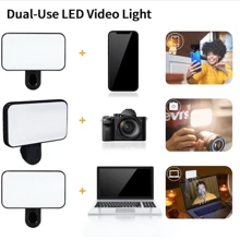 Éclairage de conférence vidéo et de selfie portable avec pince pour caméra de téléphone, éclairage LED amovible pour conférence vidéo, 3 modes d'éclairage, rechargeable, portable, convient aux ordinateurs portables/téléphones/tablettes/appels Zoom/maquillage. Convient aux selfies et à la diffusion en direct, éclairage portable