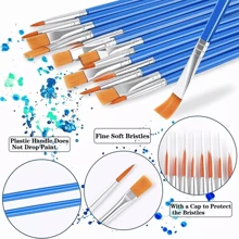 NetHong 10-60PCS Fine/Flat Tip Paint Brushes,Small Brush Bulk For Detail Painting Blue ﻿ - Blue - View 2