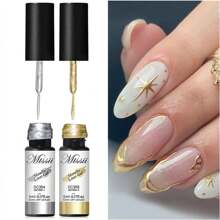 2pcs Y2K Metallic Painting Liner Gel Nail Polish Set, Gold Silver Gel Polish, Semi-Permanent Line UV Gel Nail Art Varnish For Painted Drawing French Nails Manicure Kit For Home Salon Diy Gift For Women - Nhiều màu - Xem 1