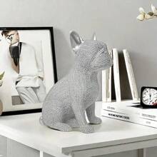 1 pieza Exquisita estatua de resina de Bulldog Francés, Lindo cachorro sentado figura, Decoración del hogar, Accesorio para escritorio/estantería/mesa de comedor, Regalo ideal para amantes de los perros, Regalo de cumpleaños/graduación - Multicolor - Ver 12