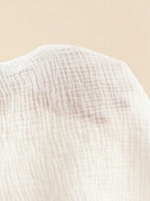 1pc Breathable Cotton Muslin Multi-Function Nursing Cover, Breastfeeding Scarf, Stroller Sun Shade & Wind Protector - White - View 3