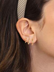 4 Pairs Dainty CZ Gold Huggie Hoop Earrings For Women, 14K Gold Plated Stainless Steel Lightweight Small Earring Hoops For Cartilage Rook Daith Piercing Gift For Her