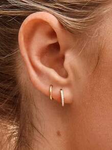 4 Pairs Dainty CZ Gold Huggie Hoop Earrings For Women, 14K Gold Plated Stainless Steel Lightweight Small Earring Hoops For Cartilage Rook Daith Piercing Gift For Her