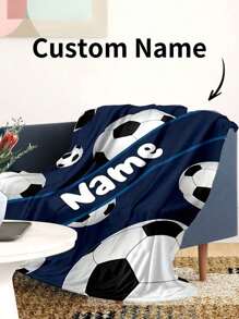 1PC Soft Blankets Photos Blanket For Couch Sofa Bed Ultra-Soft Micro Flannel Throws Birthday Gift Indoor Home Decor Football Theme Blanket Football Lover Blanket Custom Blanket Personalized Blanket With Photos Customized Picture Blanket Personalized Multi-Functional, Ornamental, Letter Exquisite, Stylish, Baby Fashion, Soft Squishy, Colorful, Cute Kawaii Adorable Unique, Customized Treasurefinds, Baby Gifts, Cute Baby For Children's Day - 1 Football Name Blanket - View 5