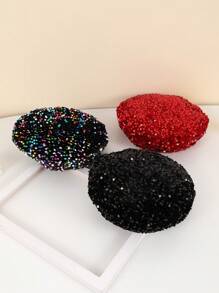 1 chiếc mũ nồi nhung đính sequin nhiều màu sắc dành cho nữ, phong cách thời trang Châu Âu và Mỹ dành cho biểu diễn sân khấu, tiệc tùng và sự kiện Ngày lễ tình nhân - sequin - Xem 3