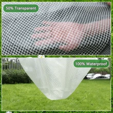 1件加厚透明雨布，加厚聚乙烯篷布，网状编织，更加结实耐用，适用于户外花园温室防护、多肉植物遮阳、隔热防冻。 - 透明網格 - 查看 8