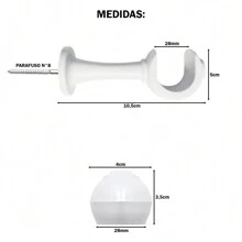 Simple Curtain Rod Kit 2.00 Meters 28mm End And Support - Various Colors - Blanco - Ver 4