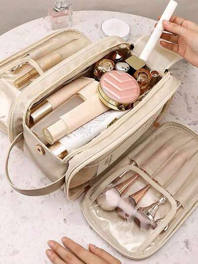 1Pc Women's Large Capacity Portable Travel Toiletry Bag For Makeup And Bathroom Essentials, Vintage Makeup Brushes Storage, Luxury Multi-Pocket Cosmetic Bag, Cute PU Waterproof Portable Makeup Brushes Storage Toiletry Bag, Room Decor, Bags, Makeup Bag, Travel, Make Up Bag, Organizer, Storage, Travel Essential, Makeup Organizer, Makeup Bags, Toiletry Bag, Desk Organiser, Make Up Bags, Makeup Bag, Travel, Makeup Pouch, Bag, Make Up Pouch, Travel Essentials, Makeup Bags, Travel Essential, Small Makeup Bag,Makeup Pouch,Cosmetic Bag,Travel Essential,Large Capacity,Large Makeup Bag,Christmas Gifts,Pouch,Travel,Gifts For Women Travel Essential,Pouch,Clutch / Small Handbag, Makeup Organizer,Makeup Organize,Pouch,Brush Holder,Mini Pouch,Large Capacity Pouch,Gifts For Women,Christmas Gifts,Gift Ideas For Women