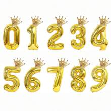 1 个数字和 1 个皇冠气球，生日婚礼派对装饰 - 金色 - 查看 4