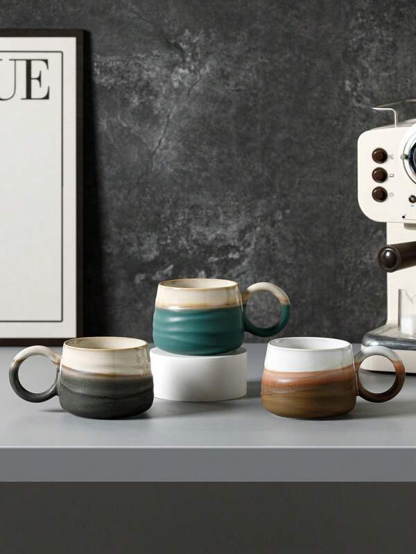 1pc Handmade Ceramic Coffee Mug, Vintage Creative Design, Household Drinkware, Unique Handcrafted Cup