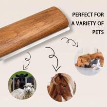 Cepillo para quitar el pelo suelto de caballos, vacas y mascotas grandes, herramienta de cuidado para quitar el pelo suelto con mango de madera para mascotas, peine para quitar el pelo enredado, limpieza perfecta para pelo corto y largo, eliminación sin dolor de la suciedad, sin daño para vacas, caballos, ovejas, perros y gatos - M - Ver 3
