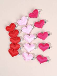 15 个狗狗心形发夹，玫瑰红色迷你心形鸭嘴宠物发夹，可爱装饰宠物毛发配饰。 - 彩色 - 查看 3