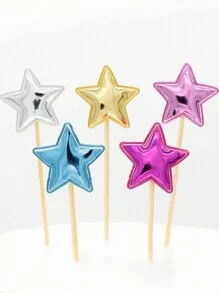 50pcs/100pcs Colorful Cake Decoration, Crown Star Heart Happy Birthday Party Cake Decoration, Wedding Party, Christmas Flag Decoration, Flag Reflection, Five Pointed Star Card Insertion, PU Cake Decoration