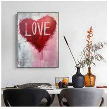 1 bức tranh vải canvas hình trái tim đỏ sang trọng - Trang trí tường hiện đại cho phòng khách, phòng ngủ, văn phòng - Tranh nghệ thuật trong nhà đa năng không có khung - Nhiều màu - Xem 10