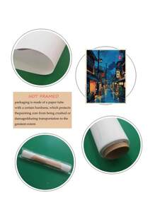 1幅装饰艺术品，经典现代东京茶馆墙画，帆布风景水墨画，无框动漫城市街景咖啡馆场景油画，适合室内/室外装饰，例如家庭办公室、卧室、客厅和餐厅，防水艺术品，四季皆宜，帆布墙画，无框，海报礼物，生日毕业纪念品