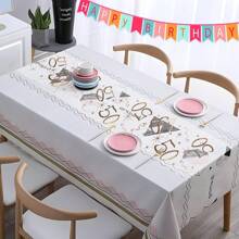 1 pieza Elegante tapete de mesa dorado chapado, adecuado para decoración de fiestas de cumpleaños de 18, 20, 40, 50, 60 años, aniversarios, jubilación, decoración de fiesta de feliz cumpleaños