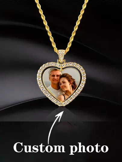 1 Double-Sided Customized Photo Necklace, Photo Customized Picture Memorial Personalized Small Pendant Necklace, Men's Birthday Valentine's Day Gift, Hip-Hop Chain Best Gift For Friends And Parents Valentines Gold Friends Ideal Gifts For Her, Her, Boyfriend, Girlfriend, Dad, Mom, Family, Friends, For Anniversaries, For Birthdays, For Graduation, For Prom, For Party,School Supplies,Back To School,For Office,For School,For Classroom,For Teacher Gifts,For University,For Colleague,For Dorm Rooms,For Teacher,For Boys And Girls,For Teenagers,Junior High School Students,Middle School Students,High School Senior High School Students,College Students,University Students,Freshman,Sophomore,Underclassmen,Delicate Romance,Silver Stylish