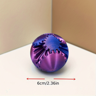 3D Printed Gear Sphere - Relax Desk Toy, Flexible Handheld Spinning Ball, Multicolor Gradient, Glow-In-The-Dark Feature For Office Decor