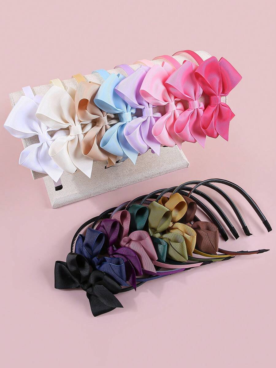 4 cái/bộ cho trẻ mới biết đi trẻ em 4 inch nơ ruy băng dễ thương băng đô cho trẻ em bé gái băng đô cho hàng ngày và ngoài trời - Nhiều màu - Xem 1