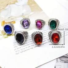 Set de 5/10 anillos de cristal sintético de estilo boho y lujo, anillos de declaración de moda para hombres y mujeres, regalo creativo para San Valentín, adecuado para uso diario en todas las estaciones, para San Valentín, mamá, madre, Día de la Madre, regalo