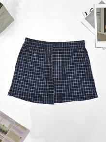 4件組男士夏季薄款格紋印花休閒短褲與四角內褲套裝，寬鬆透氣，彈性腰帶，無門襟，多色，尺寸偏小 - 彩色 - 查看 5
