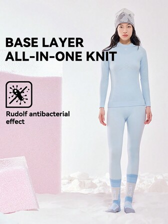 VECTOR MOTION Women's High Elastic Ski Thermal Underwear Set, Sweat-Wicking, Breathable, Moisture-Absorbing, Quick-Drying, Suitable For Outdoor Activities