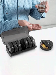 Scatola portapillole da viaggio rotonda e compatta da 7 giorni, impermeabile, con 14 scomparti, portatile, divisibile, in plastica per il contenimento settimanale di medicinali (AM/PM)