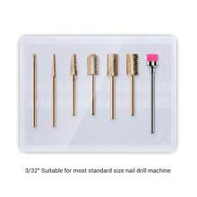 MelodySusie Nail Drill Bits Set, 7pcs Tungsten Carbide Nail Bits For Nail Drill E-File, 3/32 Inch Bits Manicure Pedicure Remover Tools For Acrylic Gel Nails, Salon Home Nail Care Supplies, Gold - 批頭套裝(7 件) - 查看 9