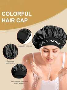Customized Satin Smooth Sleep Cap, Can Be Customized With Name Or Logo, With Loose Elastic Band, Nighttime Hair Cap For Women, Suitable For All Hair Types