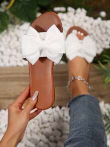 Sandalias con lazo deslizante para mujer, sandalias planas para exteriores con lazo y suela antideslizante, aptas para citas, caminar, playa, vacaciones