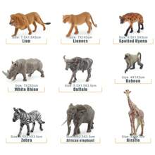 Set da 12 pezzi/9 pezzi/11 pezzi/21 pezzi di statuine di animali in miniatura simulate come leone, elefante, giraffa, tigre, zebra, rinoceronte bianco, orso grizzly, antilocapra, alce, bisonte, procione, giocattoli ornamentali divertenti per bambini di età 3+ per l'istruzione scientifica e la cognizione, regalo di compleanno