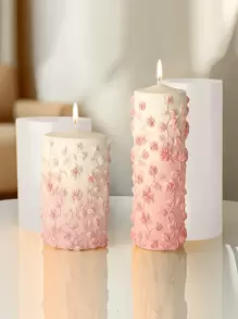 Silicone Resin Casting Molds For Aromatherapy Candles, 3D Embossed Floral Design Cylinder Mold, Asymmetrical Shape, For DIY Crafts Suitable For Home Decoration, Fireplace, Living Room, Central Decoration, Office, Valentine's Day Gifts, Candle Sets, Aromatherapy Candles, Friend Gifts, Women's Gifts - White - View 4