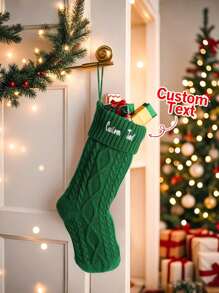 1 件定制刺绣圣诞袜、定制装饰、个性化圣诞袜、带有名字的个性化袜子、圣诞装饰、挂饰、圣诞树装饰、针织家庭袜、圣诞礼物、圣诞节家庭礼物、节日袜、字母袜子、节日装饰礼物、红色/灰色/白色/绿色、节日问候、送给他的礼物、送给她的礼物