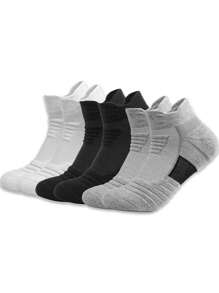 1/2/3 Pairs Extra Large Basketball Socks, Cushioned Professional Athletic Short Ankle Socks For Running, Shock Absorbent & High-Top, For Gym